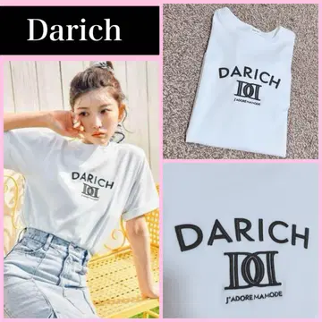 Darich DD 로고 자수 티셔츠 화이트 화이트 다리치