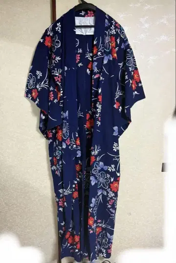 유카타 네이비 꽃무늬