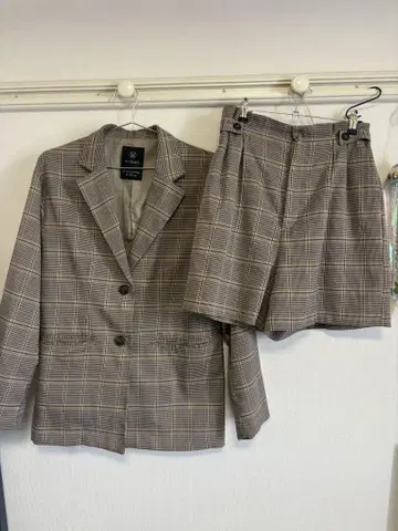 wcloset 체크 자켓 체크 숏팬츠 셋업
