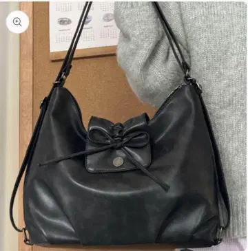 Charme 센터 리본 3way 가죽 백 블랙
