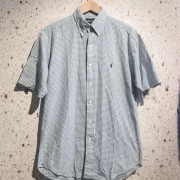 90s RALPH LAUREN 체크 무늬 버튼 다운 셔츠 반팔