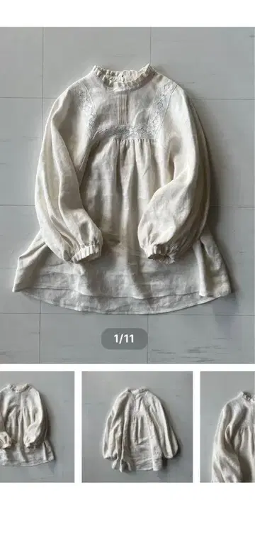 쿠보산 메이드 린넨 블라우스 오프 화이트