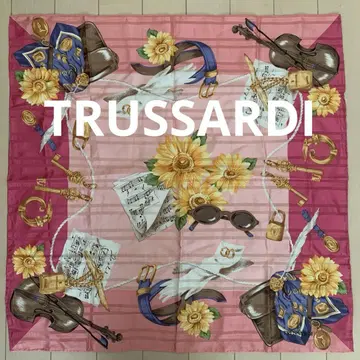 빈티지 TRUSSARDI 트루사르디 미니 스카프 코튼 꽃 악기