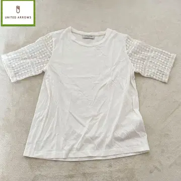 유나이티드 애로우즈 반팔 티셔츠 화이트 실크 사이즈 S-M