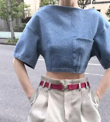 택 포함 미사용 새상품 후미카우치다 MILANO RIB CROPPED