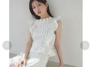 택 포함 새상품 snidel 스나이델 셔링 개더링 탑 리본