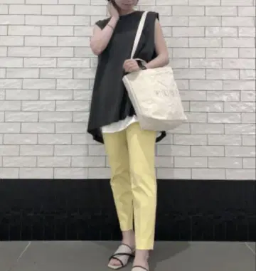 PLST 하이 게이지 린넨 블렌드 백 턱 니트 M 택 포함
