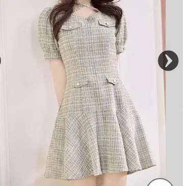 미셸 마카롱 트위드 플레어 원피스