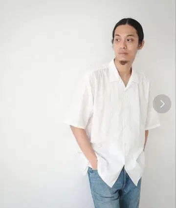 빔즈 루즈핏 스트라이프 오픈 카라 셔츠
