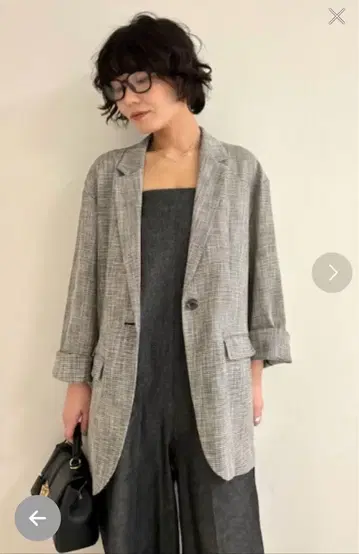 Mila Owen 그레이 계열 체크 테일러드 자켓 FREE 사이즈