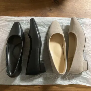 지유 마쉬멜로우 로 힐 펌프스 2켤레 세트 블랙 베이지 24.5cm