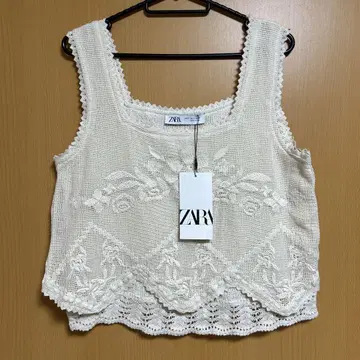 ZARA 자라 크로 셰 뜨개질 코튼 베스트 뷔스티에 S