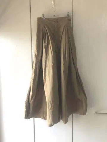 브라운 플리츠 롱 큐롯