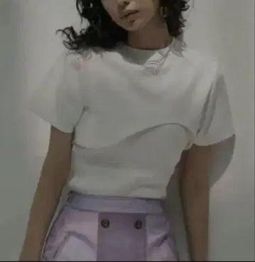 아메리 빈티지 니트 버스티어 콤비 티셔츠