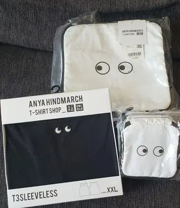 ANYA HINDMARCH 블랙 슬리브리스 파우치 세트