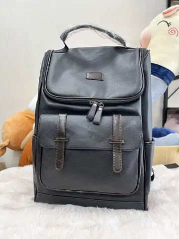 블랙 합성 피혁 럭색/백팩