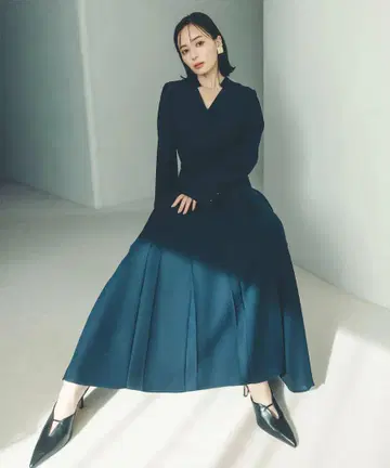 네이비 랩 스타일 원피스
