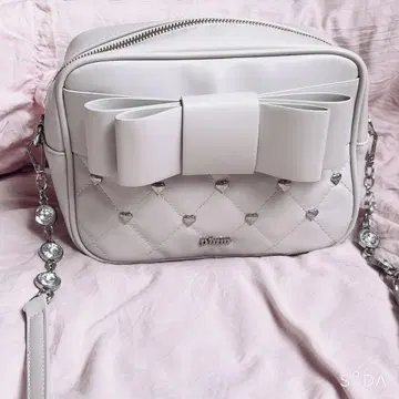 Pium 하트 퀼팅 리본 미니백 핑크
