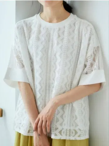 르쿠르 블랑 레이스 콤비 풀오버