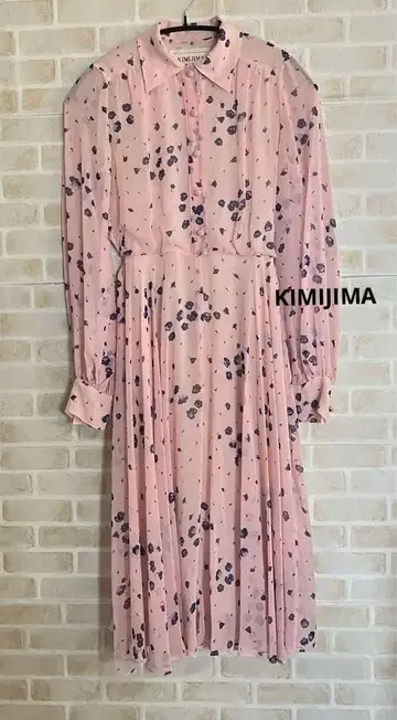 키미지마 kimijima 원피스 핑크 꽃무늬 시스루 긴팔