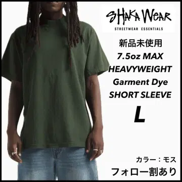 샤카웨어 미사용 새상품 7.5oz 가먼트 다이 반팔 티셔츠 모스 L