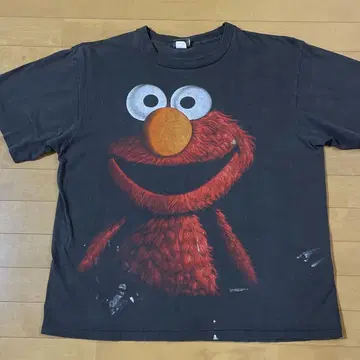 XL ELMO 티셔츠 빈티지 페이드 블랙