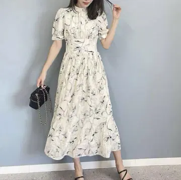 AnMILLE 안미르 하이 웨스트 플리츠 원피스 꽃무늬