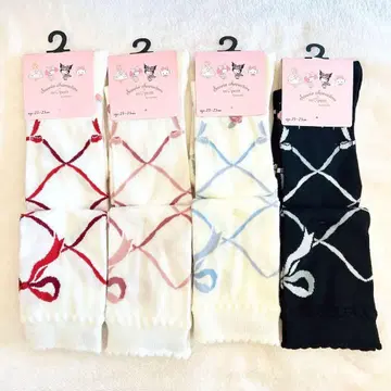 시마무라 아오키 미사코 산리오 양말 오버니 리본 레이스업 4장 세트