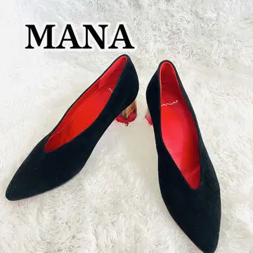 MANA 마나 스웨이드 블랙 스틸레토 펌프스