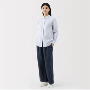 *택 포함 새상품* 무인양품 코튼 린넨 데님 이지 와이드 팬츠