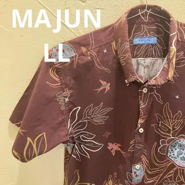 MAJUN 마준 카리유시 의류 반팔 셔츠 LL 꽃무늬 브라운