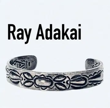 Ray Adakai 더블 스탬프 뱅글 실버 블레스 NAVAJO