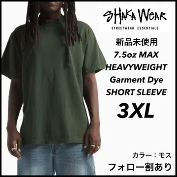 샤카웨어 미사용 새상품 7.5oz 가먼트 다이 반팔 티셔츠 모스 3XL