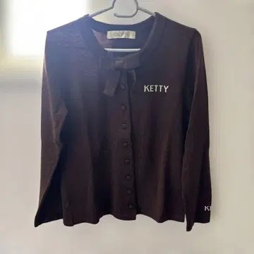 80s KETTY 리본 포함 다크 브라운 가디건