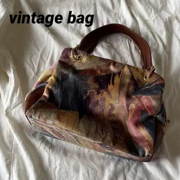 vintage bag 벨로아 레트로 쇼와 회화 컬러풀 핸드백