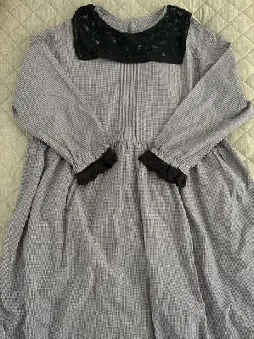 사만사 모스모스 레이스 카라 부착 체크 무늬 긴팔 원피스 미사용 새상품
