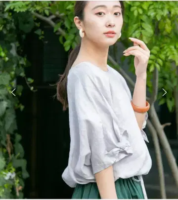 어반 리서치 ROSSO 리본 슬리브 풀오버 린넨 블라우스