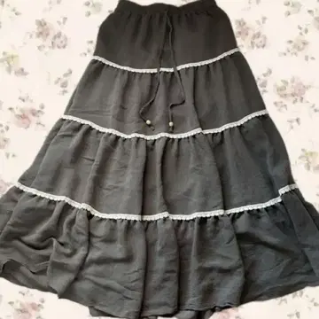 롱 스커트 페어리 그런지 모리걸 헤이세이 레이스 카키 00s