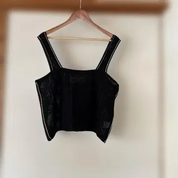 배색 시스루 뜨개질 뷔스티에