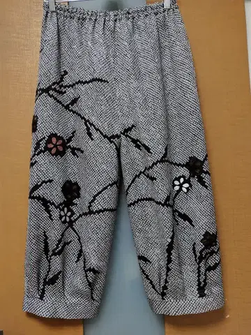기모노 리메이크, 순수 실크, 짜기 호박 팬츠, 자수
