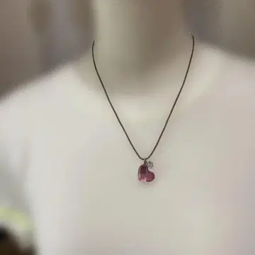스와로브스키 로즈 컷 하트 목걸이 펜던트 코드 목걸이 새상품급
