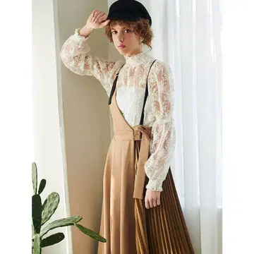 eimy istoire 인조 가죽 포인트 콤비 잔스카 원피스