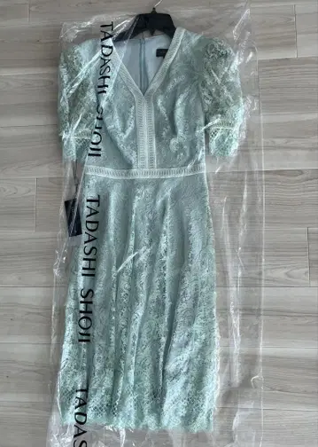 TADASHI SHOJI 민트 그린 레이스 원피스 사이즈 2