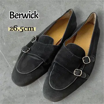 berwick 1707 블랙 스웨이드 몽크 스트랩 신발 블랙