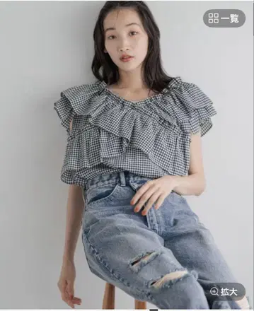 LOWRYSFARM 크로스 개더 블라우스 프렌치 슬리브