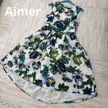 AIMER 플라워 프린트 슬리브리스 롱 원피스