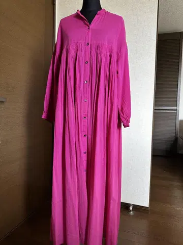 OMEKASI 면 롱 원피스 핑크