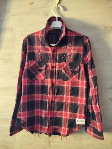 JACKROSE 체크 셔츠 비즈 치마요 무늬 네이티브 자수 플란넬 셔츠