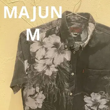 MAJUN 마준 카리유시 의류 반팔 셔츠 M 꽃무늬 블랙/그레이
