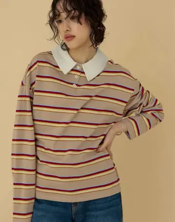 Re:EDIT 헤비 웨이 라거 롱 티셔츠 멀티 베이지